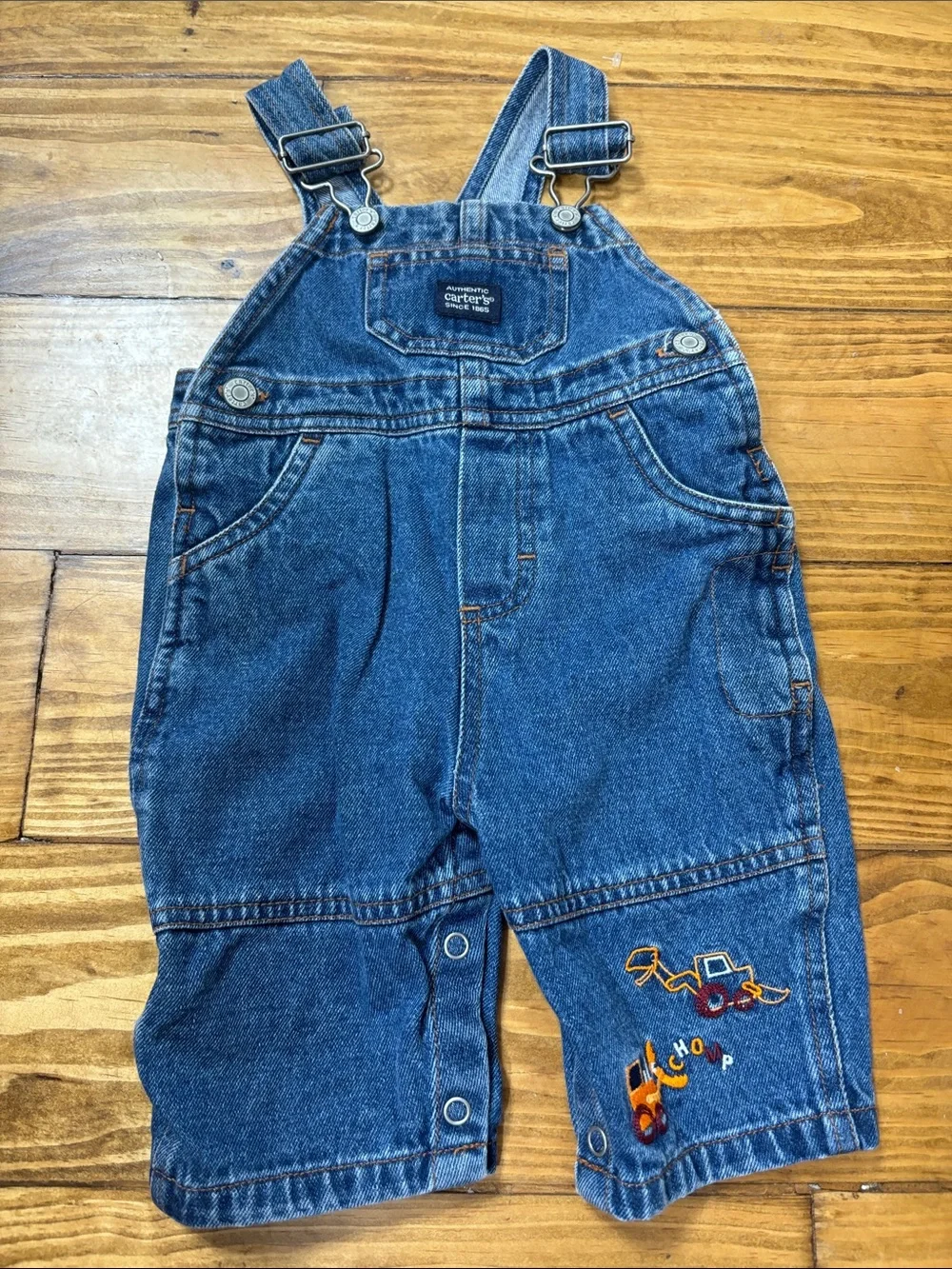 Vintage Carter’s Size 3-6 Months Denim Overalls w/Construction Vehicles